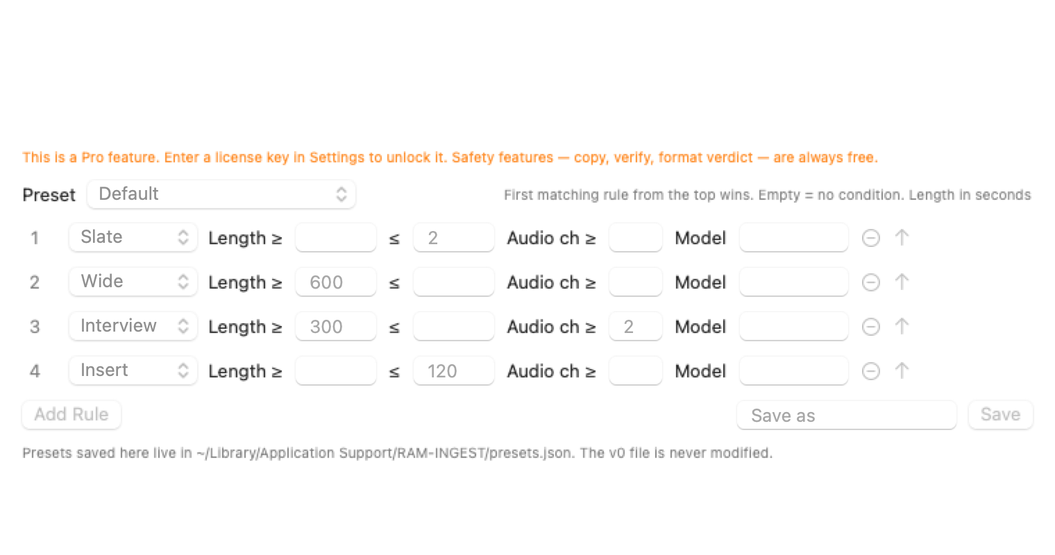 Edit sorting rules (Pro)